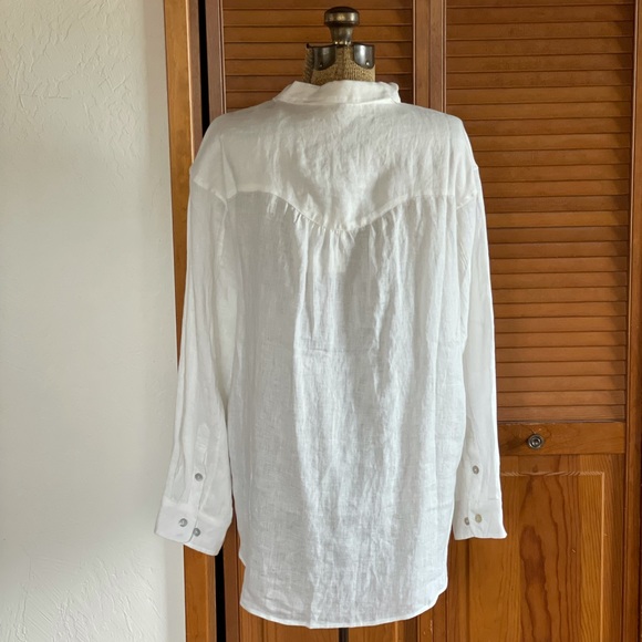 Spell | White Basic Linen Blouse | L - Picture 8 of 16